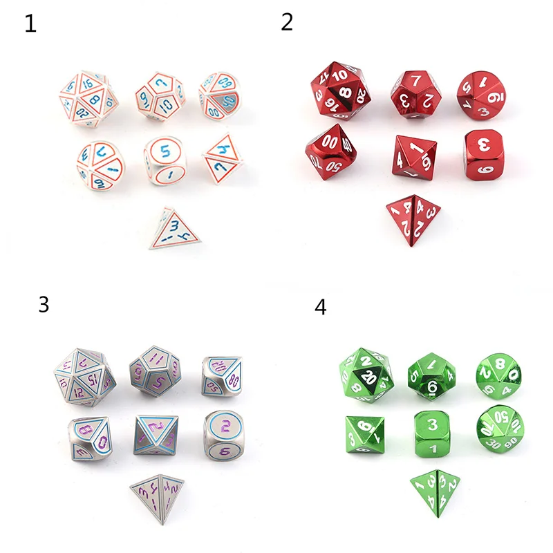 

7PCS/Set Table Games Entertainment Supplies Metal Dice D4 D6 D8 D10 D10 D12 D20 Drinking Gambling Dungeons & Dragons Gaming Dice