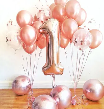 

1pcs 32 inch Rose Gold Number 0-9 Foil Balloons Latex Balloon Birthday Party Anniversary Digit Helium Balaos Decoration Globos