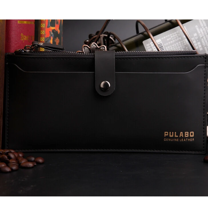 

Fashion Men Wallets Creative 2 Mobile Page Design Zipper Hasp Wallet 3 Colors Quality PU Leather Long Style Purse Free Shipping