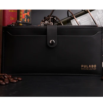 

Fashion Men Wallets Creative 2 Mobile Page Design Zipper Hasp Wallet 3 Colors Quality PU Leather Long Style Purse Free Shipping