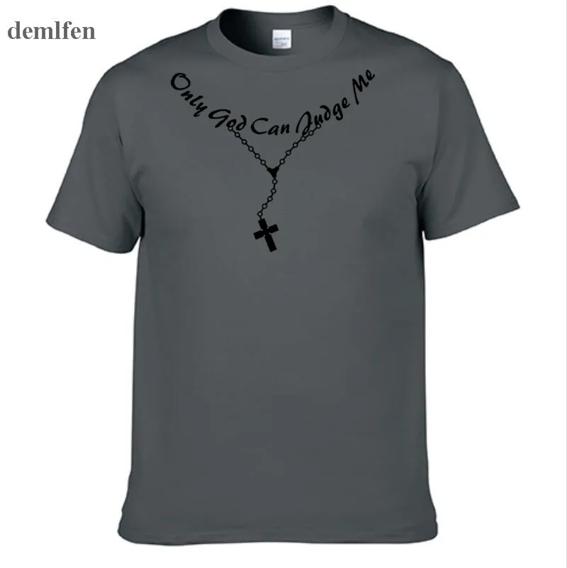 Мужская хлопковая футболка, только Бог может осуждать меня, христианский крест, четки, тату, футболки, хип-хоп футболка унисекс - Цвет: Dark gray