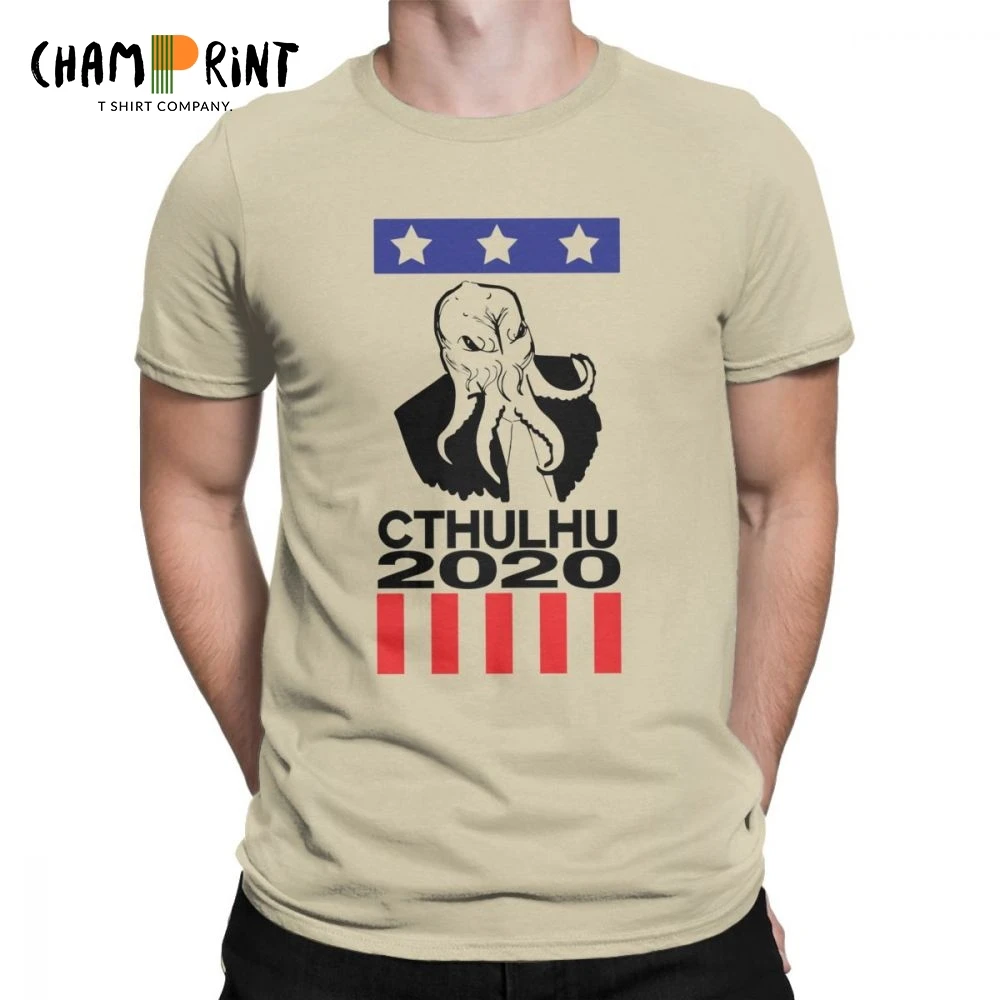 

Fun Cthulhu 2020 For President T-Shirts for Men Round Collar Cotton T Shirt Short Sleeve Tee Shirt Gift Idea Clothes