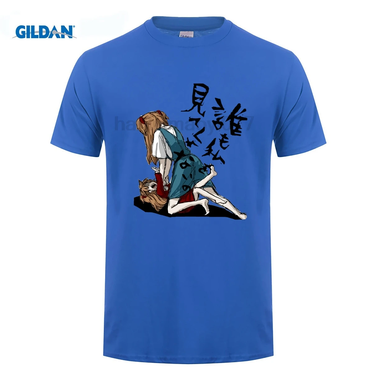 GILDAN EVA Мужская футболка с принтом из аниме Evangelion коротким рукавом и круглым
