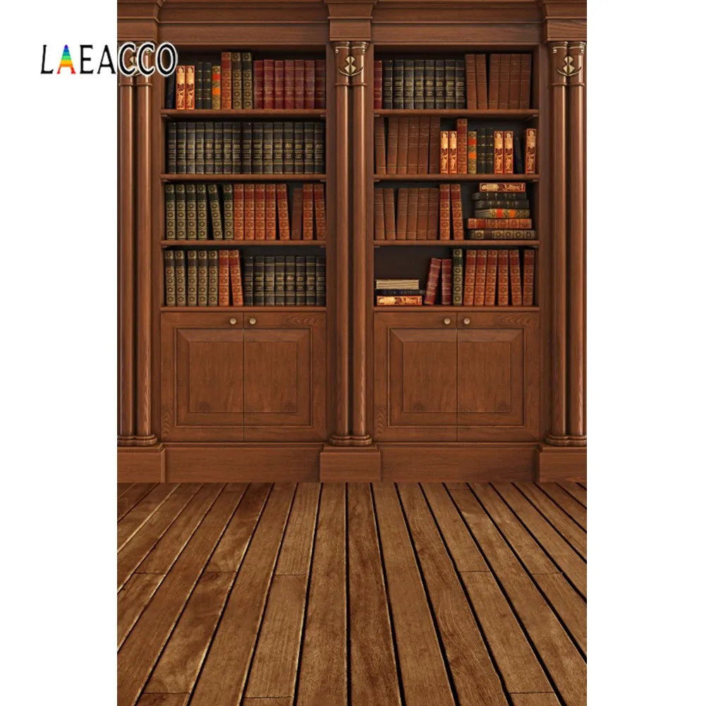 

Laeacco Old Bookshelf Wooden Floor Photography Backgrounds Customized Photographic Backdrops For Photo Studio