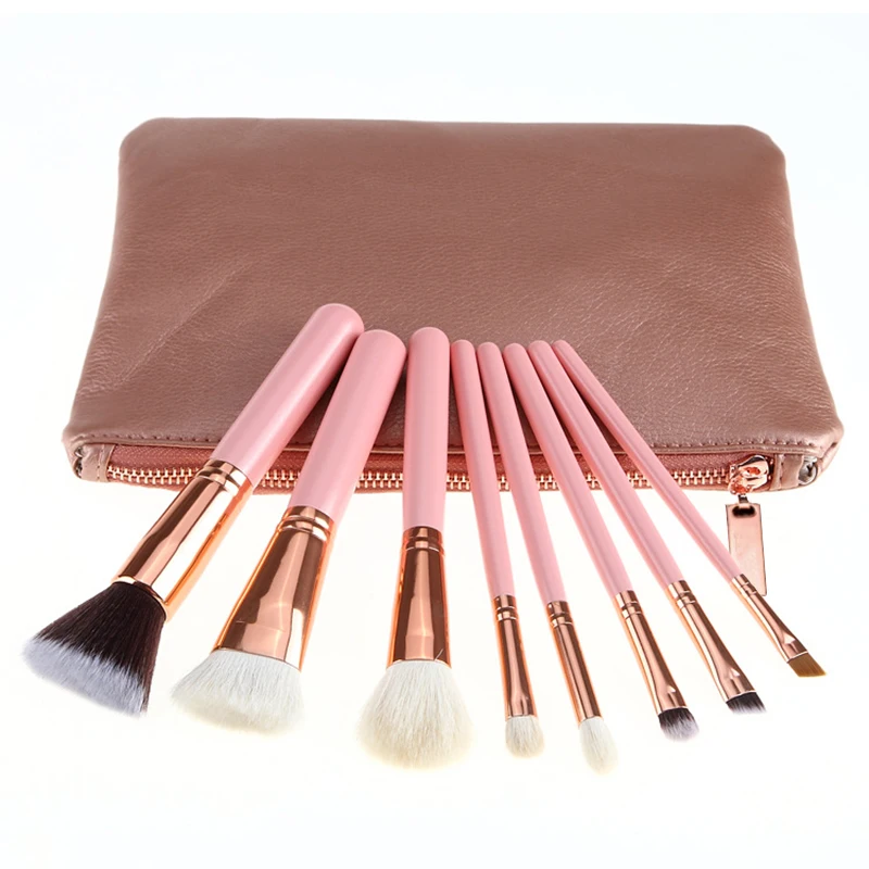 

BBL 8pcs Exclusive Premium Makeup Brushes Set + Bag Goat Hair Powder Kabuki Blusher Smoky Eyeshadow Blender Brush Make Up Brush