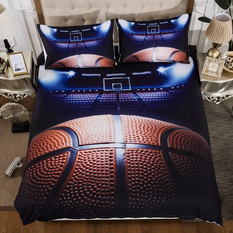 3D цифровая печать футбол/Баскетбол постельное белье набор футбольный мяч на огонь и вода пододеяльник наборы - Цвет: Синий