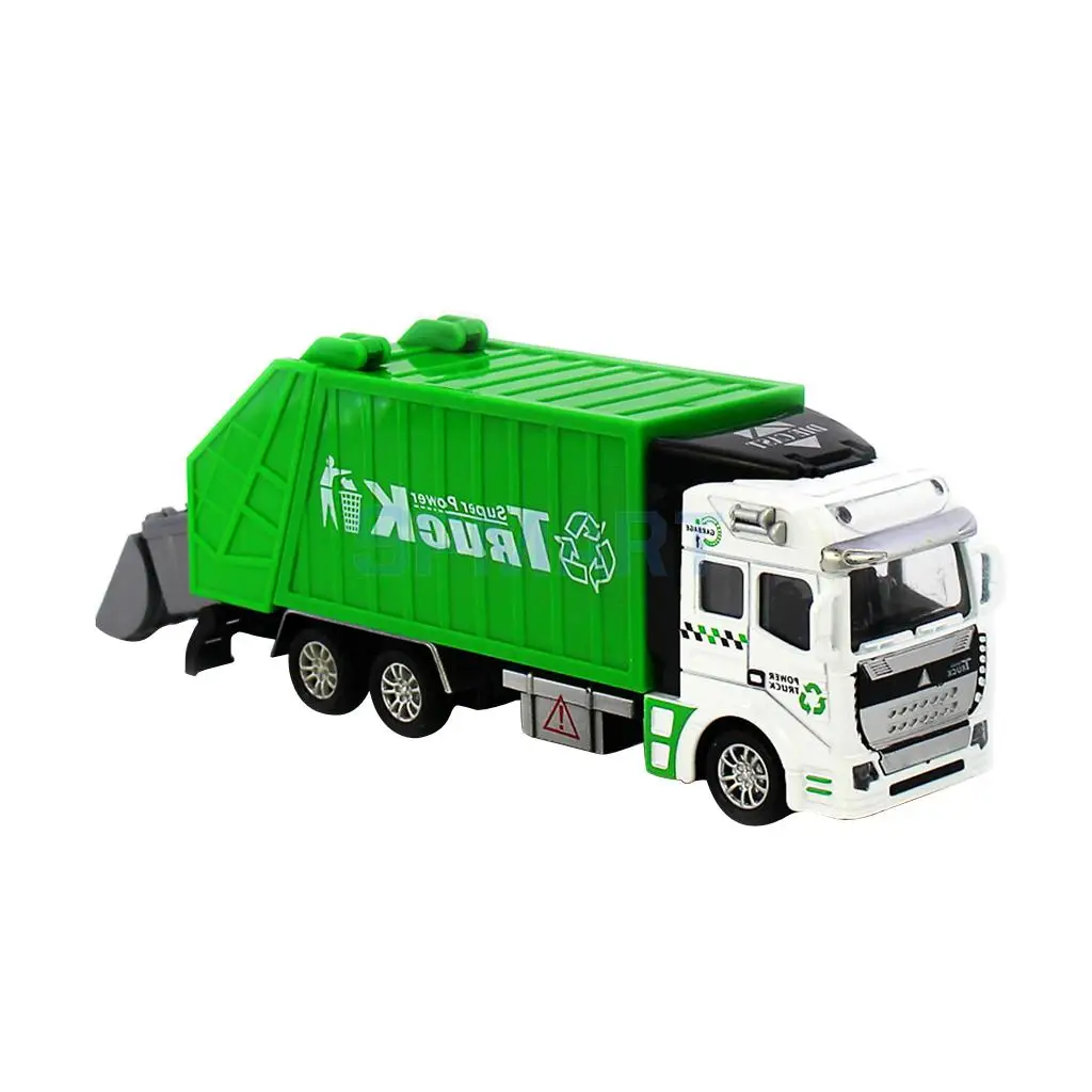 1:32 Scale Die Cast Pull Back Sanitation Engineering Garbage Truck Model Children's Day Birthday Gift Classic Car Toy