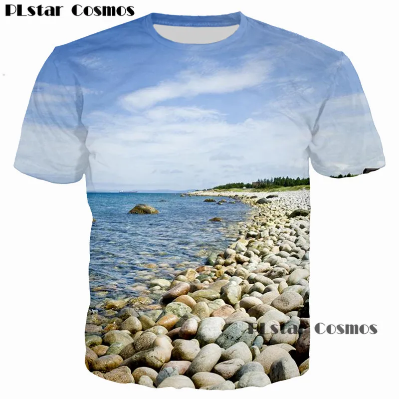 

PLstar Cosmos Hipster Nature Blue Sky Beach Stones 3D Printed Men/Women T-shirt casual men tshirt Tops Tee Cool Print t shirt
