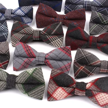 

Fashion Bow Tie For Men Classic Plaid Bowtie For Business Wedding Bowknot Adult Cotton Mens Bowties Cravats Green Blue Tie