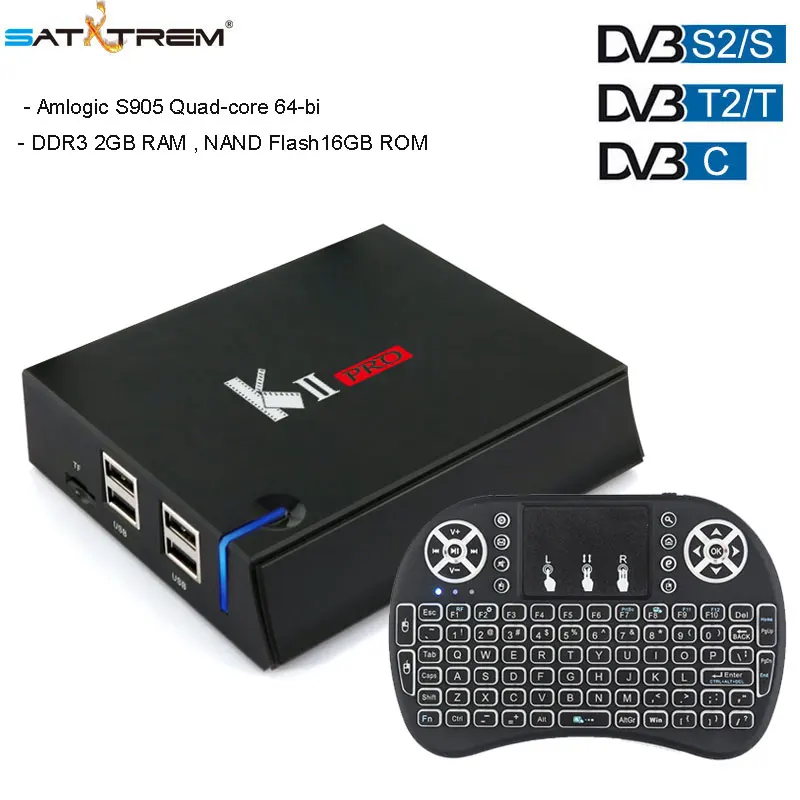 

MECOOL KII PRO DVB-S2 DVB-T2 DVB-C Amologic S905D Quad Core Android 7.1 TV Box 2GB 16GB ROM K2 Pro 1080P 4K H.265 Media player