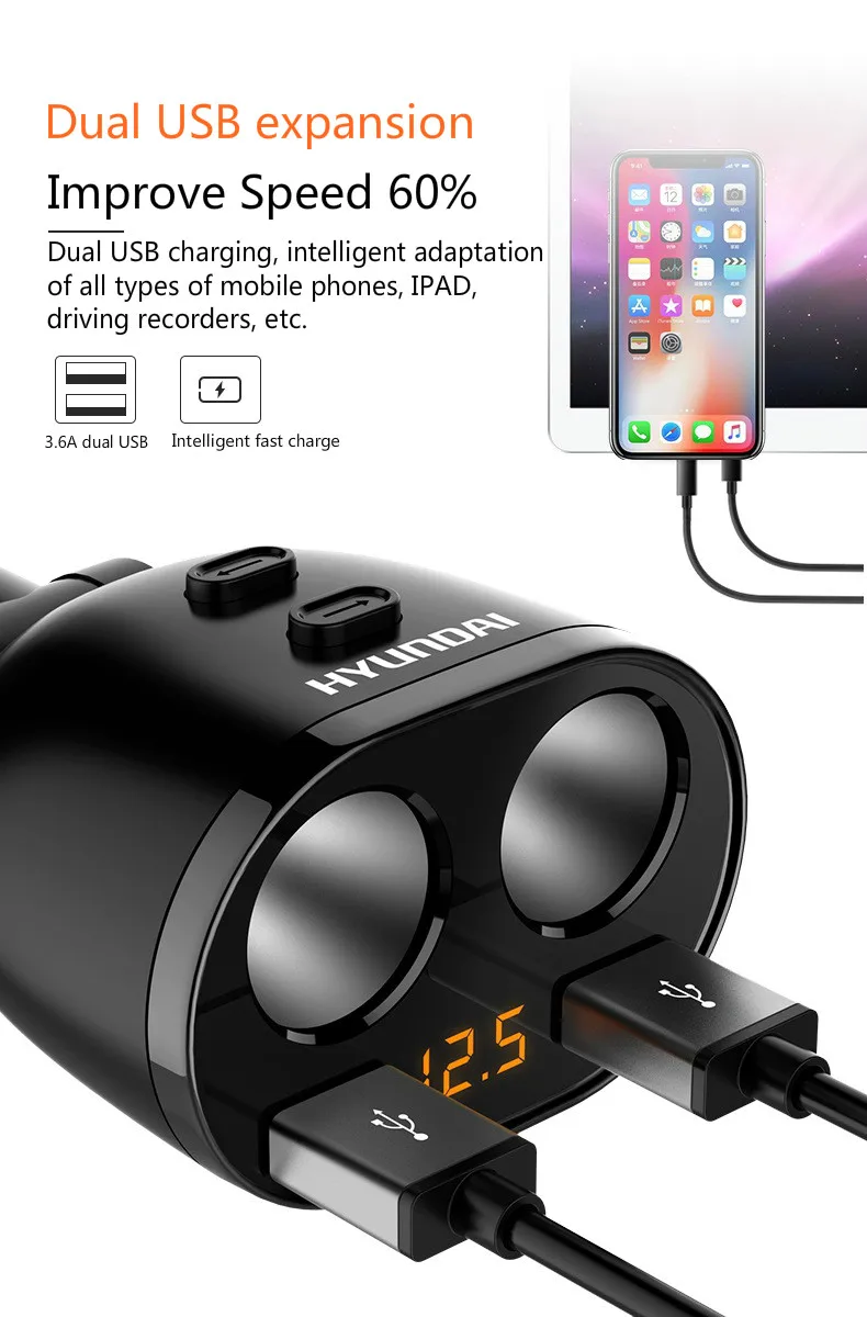 3.1A Dual USB Ports Universal Intelligent Charging Fast Charger Dual USB Car Charger For iPhone Samsung Mobile Android Phone