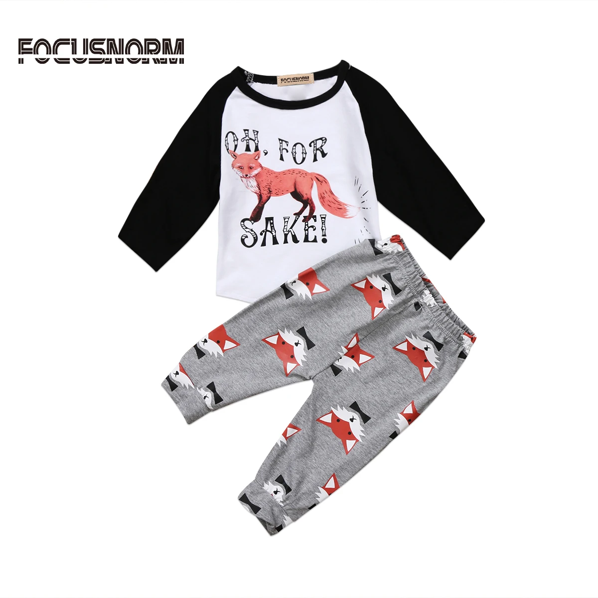 Newborn Baby Boy Girls Fox Outfits Clothes T shirt Tops Pants Trousers Adorable baby Fox Long