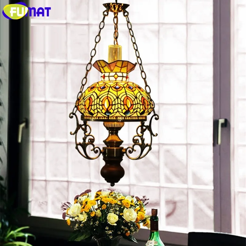8004 FUMAT Stained Glass Tiffany Desk Lamp Dragofly Cat Kerosene Lamps Decorative European Style LED E27 Table Reading Luxury Light