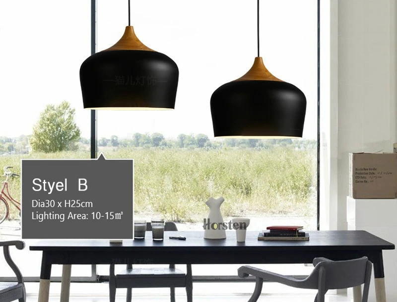 Horsten Nordic Simple Modern Pendant Lights Wood Aluminum Lampshade Industrial Lighting Loft Dining Room Pendant Lamp E27 (7)
