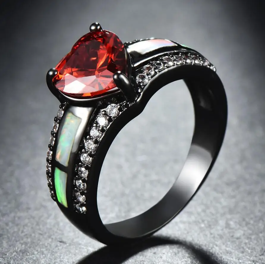 Sue Phil для женщин кольца Мода Сердце Кристалл женские обручальные кольца Прямая - Цвет основного камня: White Red 16