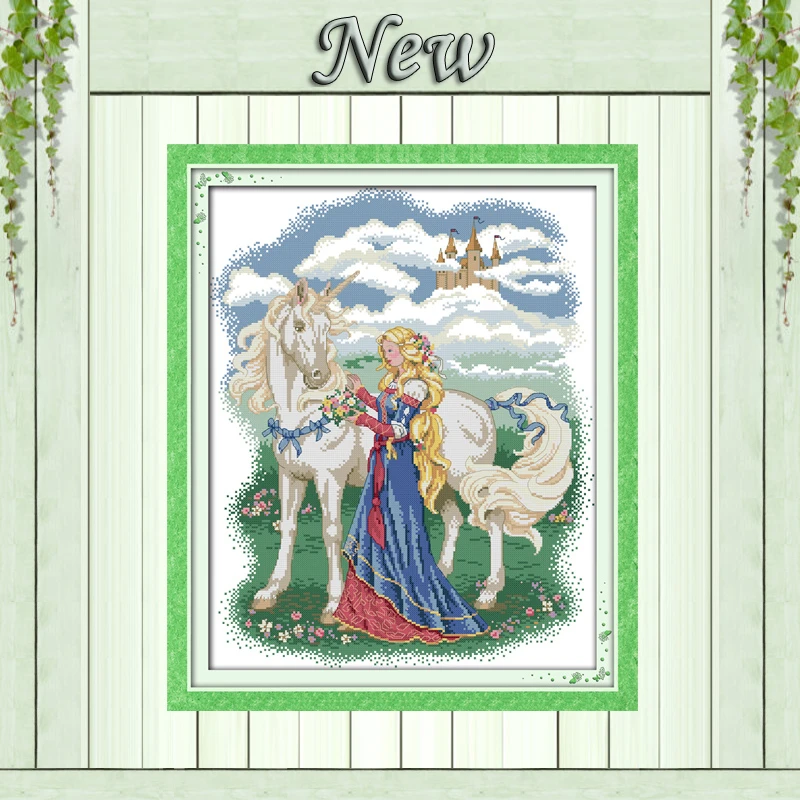 Набор для вышивки Белая лошадь и принцесса|cross stitch embroidery|cross dmc horseembroidery cross |