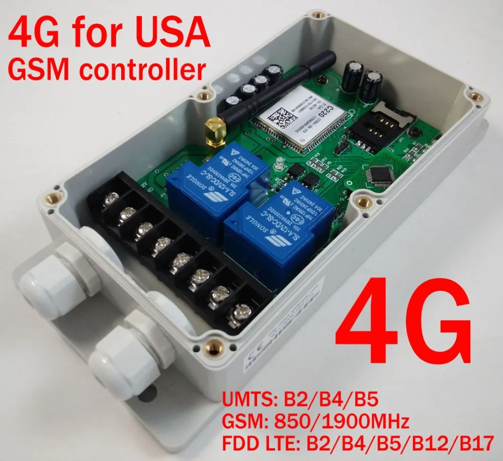 GSM / 3G / 4G Double big power relay output remote switch board (SMS Relay switch)