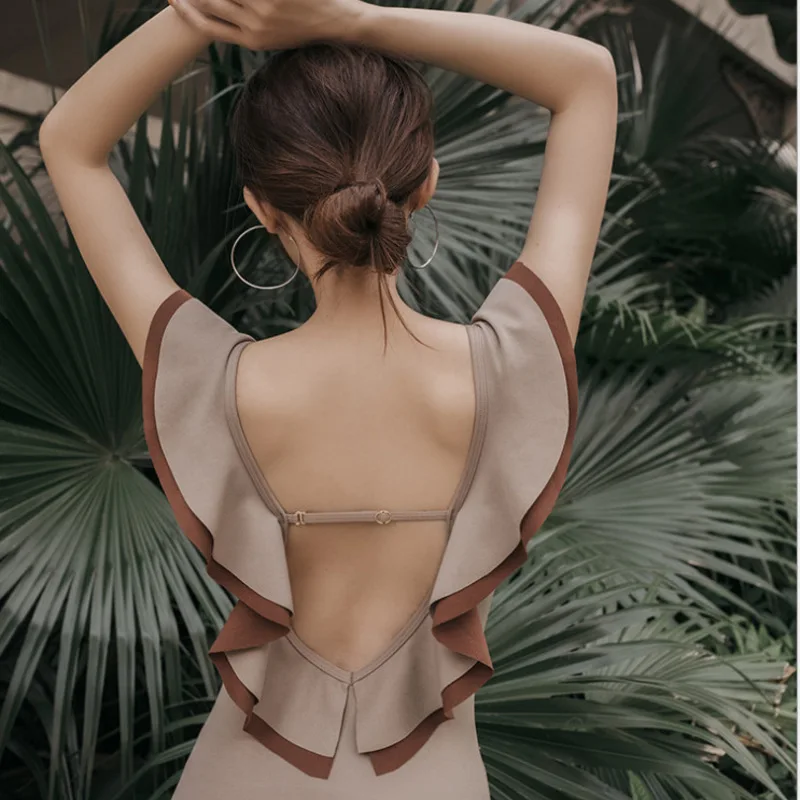 

One Piece Swimsuit Swimwear Women 2019 Bikini Lady's Swim Wear May Female Beach Korea New Plaid Polyester Sierra Surfer