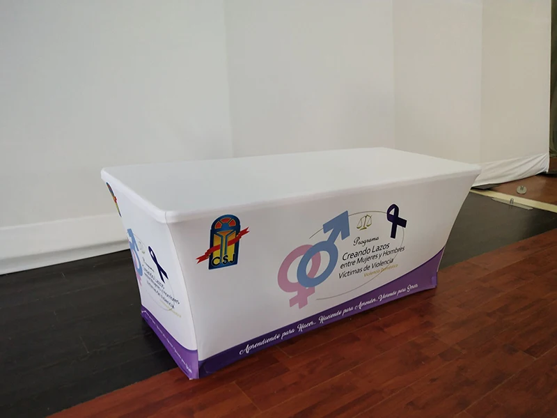 

High Quality Free Shipping 6ft Custom printed spandex table covers/Company Logo table cover/Spandex table throw/Elasticity