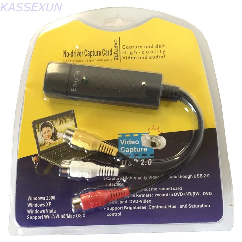 2017 KASSEXUN uvc usb2.0video capture конвертирует любой аналоговый видео аудио в цифровой захват