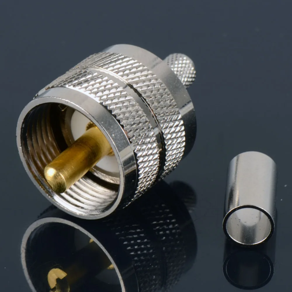 

UHF Male PL259 Plug Crimp RG58 RG142 LMR195 RG400 Cable Straight Screwed Coupling Connector