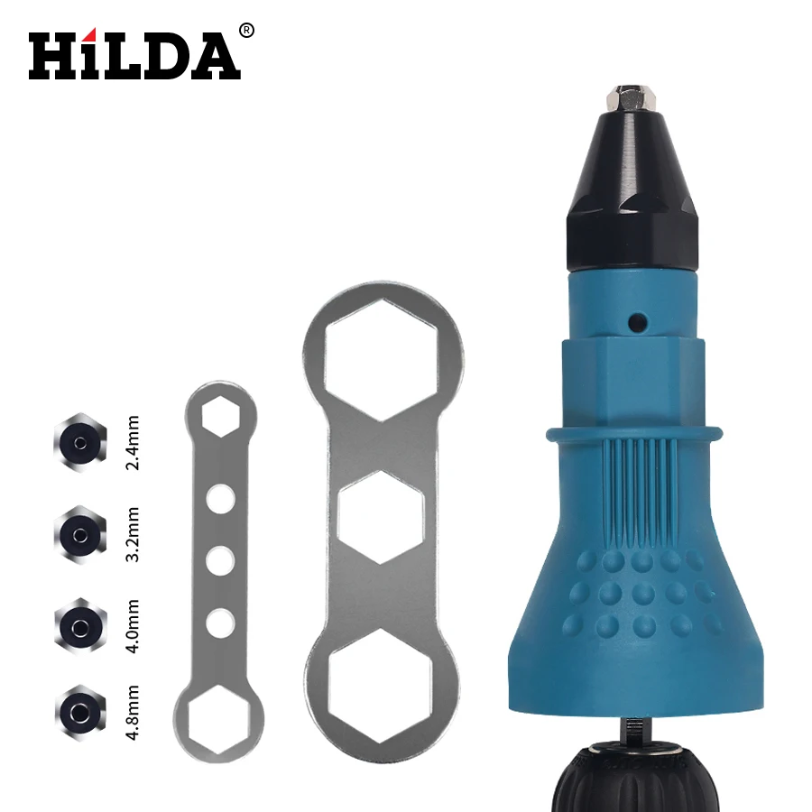 Arma de Porca de Rebite Ferramenta de Rebitagem sem Fio Adaptador de Broca de Rebitagem Ferramenta de Porca de Inserção Hilda Elétrica 2.4mm-4.8mm