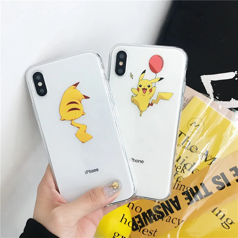 

For iPhone 7 8 Plus X 10 Pikachue TPU Mobile Phone Case For iPhone 6 6S plus XR XS MAX Pokemons Case Soft Silicone Duffy Case
