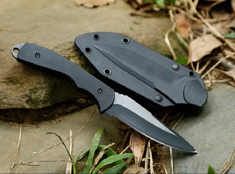 titanium black fixed blade knife  tactical camping hunting survival rescue edc tools neck knife (7)