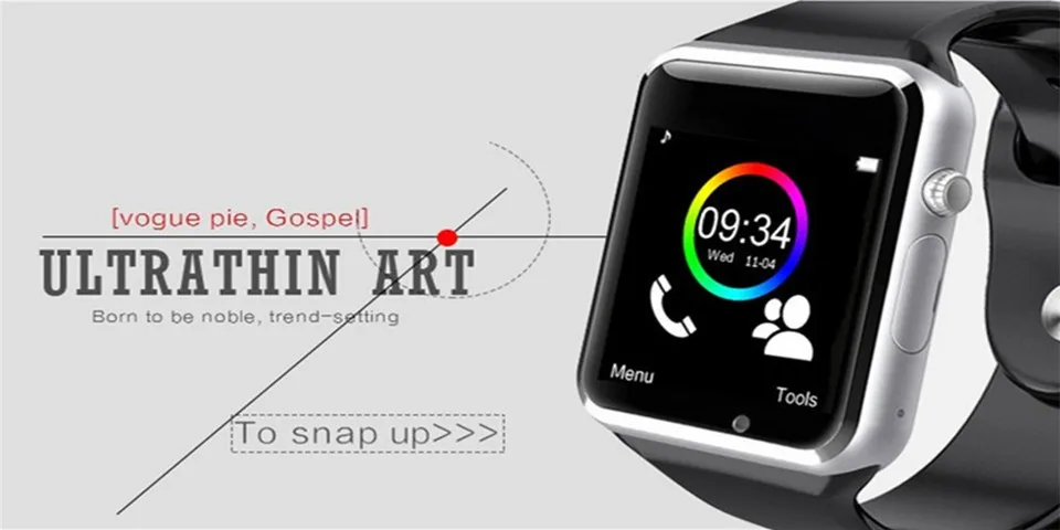 Без границ A1 Bluetooth Смарт часы наручные часы Спорт Шагомер с SIM Камера Smartwatch для Android HUAWEI не GT08 DZ09