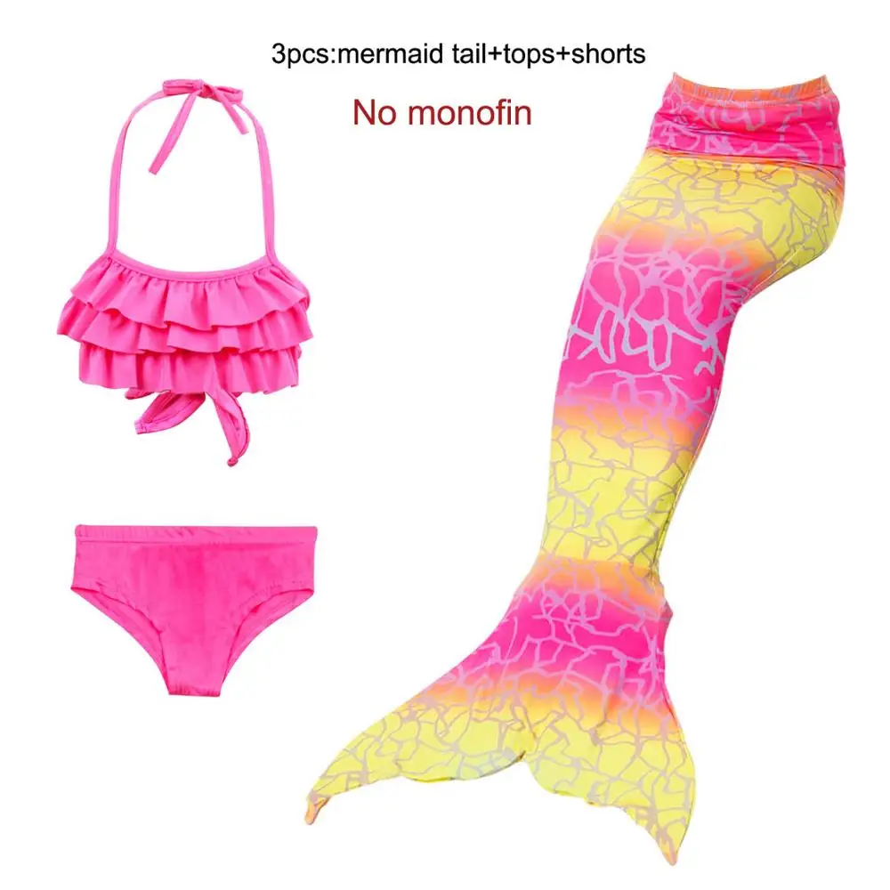 Детский купальный костюм с хвостом русалки для маленьких детей; купальный костюм русалки; комплект бикини для маленьких девочек; детская одежда с хвостом русалки; легко добавить в монофон - Цвет: mermaid tails 1