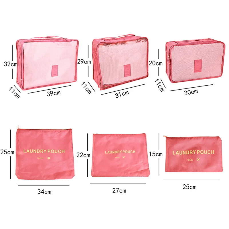 6 шт. дорожная сумка для хранения багажа одежда отделка сумка для хранения дорожная Одежда Органайзер 40 см x 31 см x 12 см - Цвет: Watermelon red
