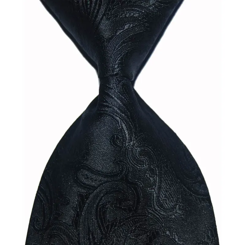 Галстук подарок для мужчин Пейсли шелк 10 см ширина модные жаккардовые Тканые Классические строгая Деловая одежда для свадебной вечеринки Рождество - Цвет: Черный