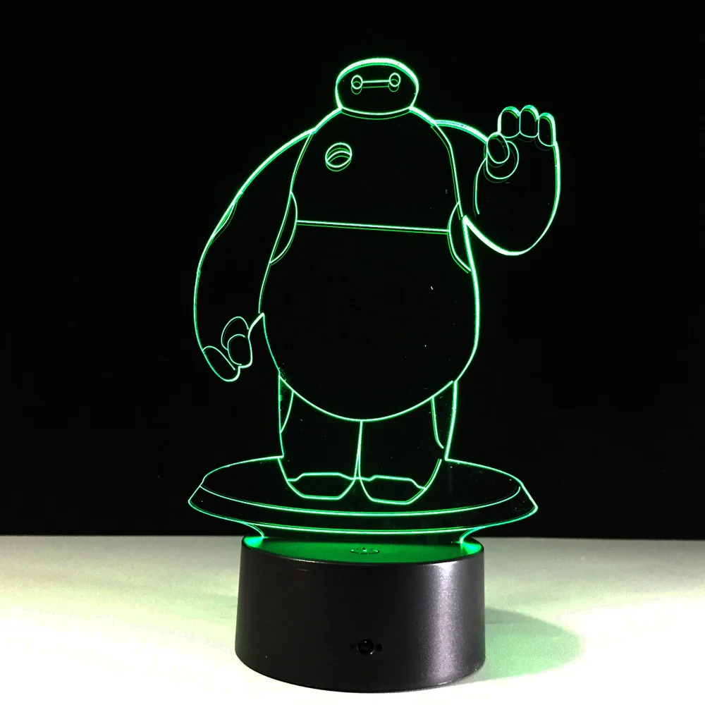 3D светодиодный голограммный ночсветильник Baymax настольная лампа с сенсорным