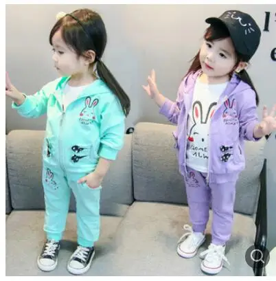 

Children's clothes in the spring of 2016 children suit girls ma3 jia3 three-piece suit Baby clothes 2 color optional 0-2T
