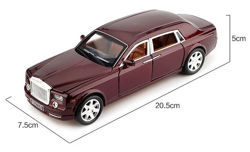 Детские игрушки 1:24 Литой под давлением сплав Rolls-Royce Phantom 1:24 Литой под давлением винно-Красный модель автомобиля коллекция мини-модель автомобиля игрушки W звуковой светильник