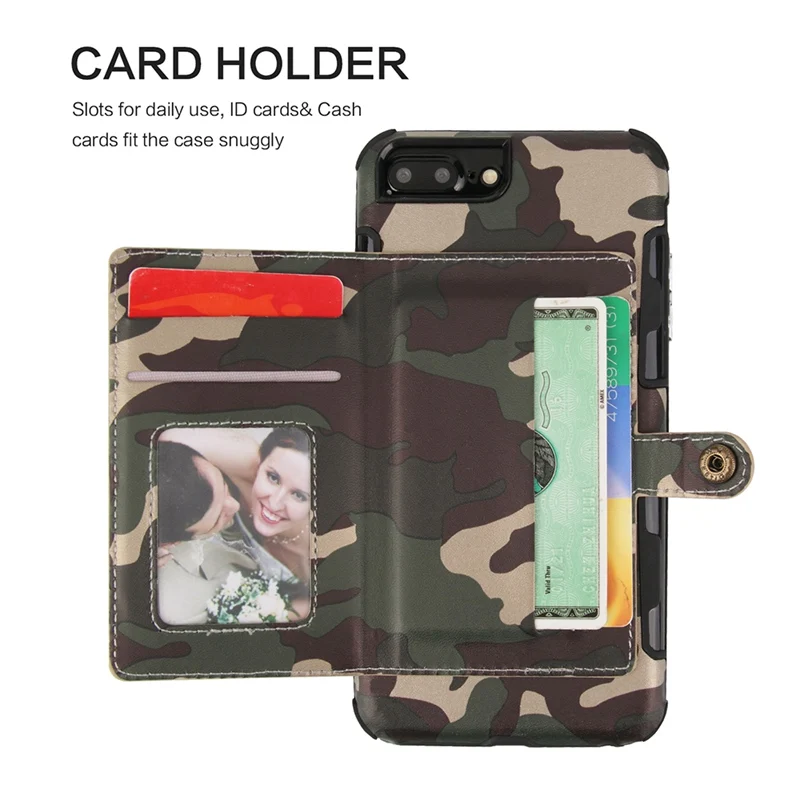 

Army Camouflage PU Leather Case For iPhone X XR XS Multi-Card Slot Wallet Phone Bag Cover For iPhone 8 7 6 6s Plus Coque Shell