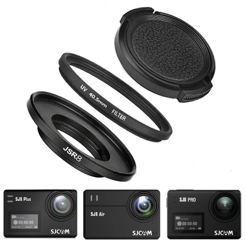 

3in1 40.5mm UV Filter + Lens Cap + Adapter Ring for SJ8 Pro Air Plus UV Lens Cap Protector Cover SJCAM SJ8 Camera Accessories