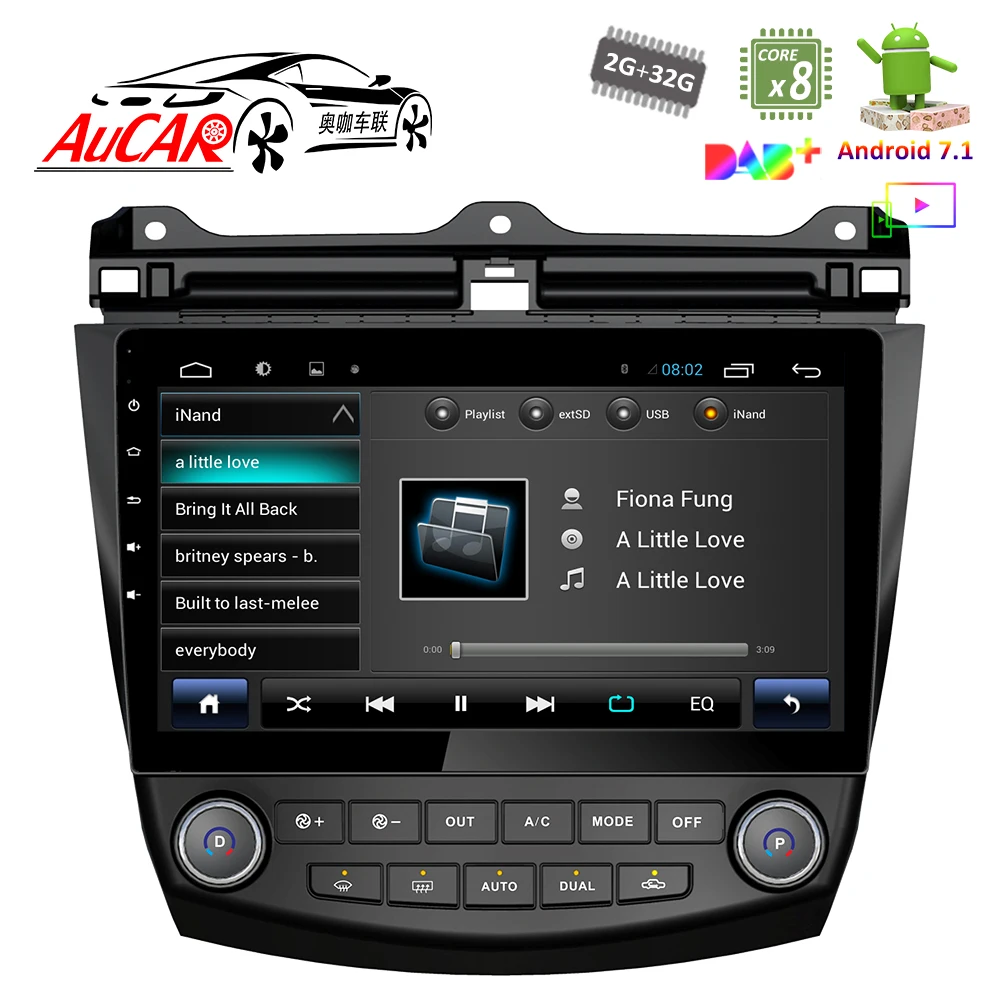 Автомобильный DVD плеер AuCar 10 1 дюйма для Honda Accord 7 2003 2007 Android радио gps навигация HD 1024*600