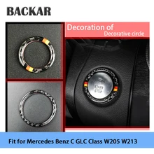 BACKAR стайлинга автомобилей двигателя Кнопка Наклейки для Mercedes W205 W213 Benz C E GLC класса декоративное кольцо зажигания аксессуары