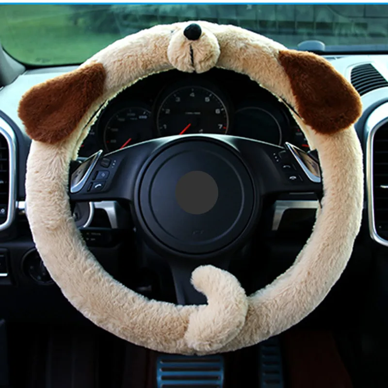 Чехол на руль Ciliken, защитный чехол для автомобиля, автомобильные аксессуары, свинья, слон, собака, милая форма, чехол на руль, кожаный держатель 38 см - Название цвета: as the picture shown