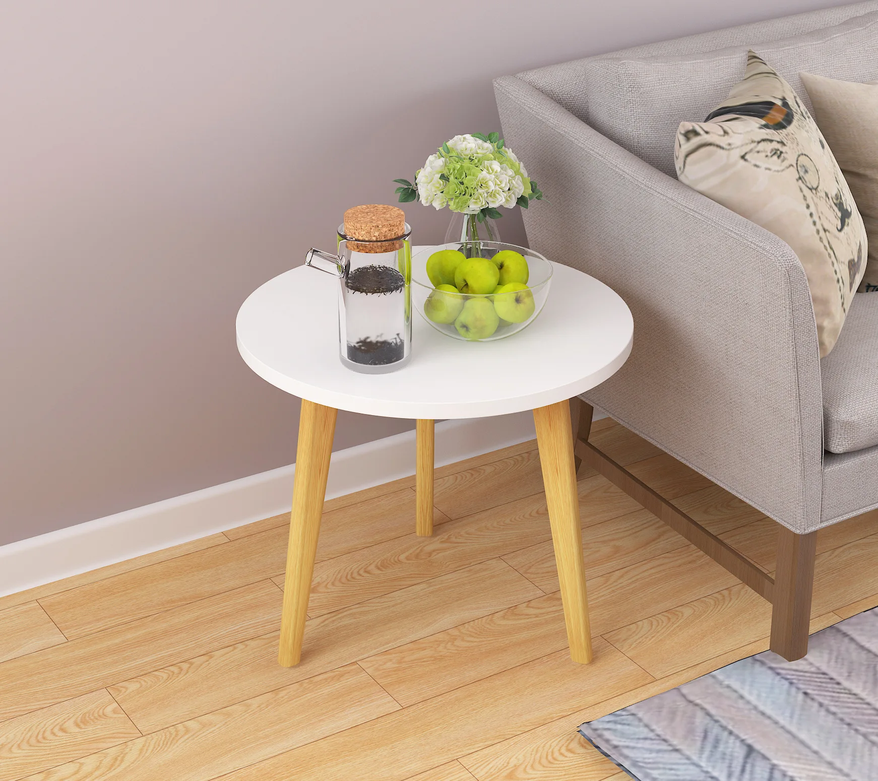 LK585 Fashion Solid Wood Coffee Table Nordic Style Slink Tea Desk Simple Installation Portable Sofa Side Table Home Furniture