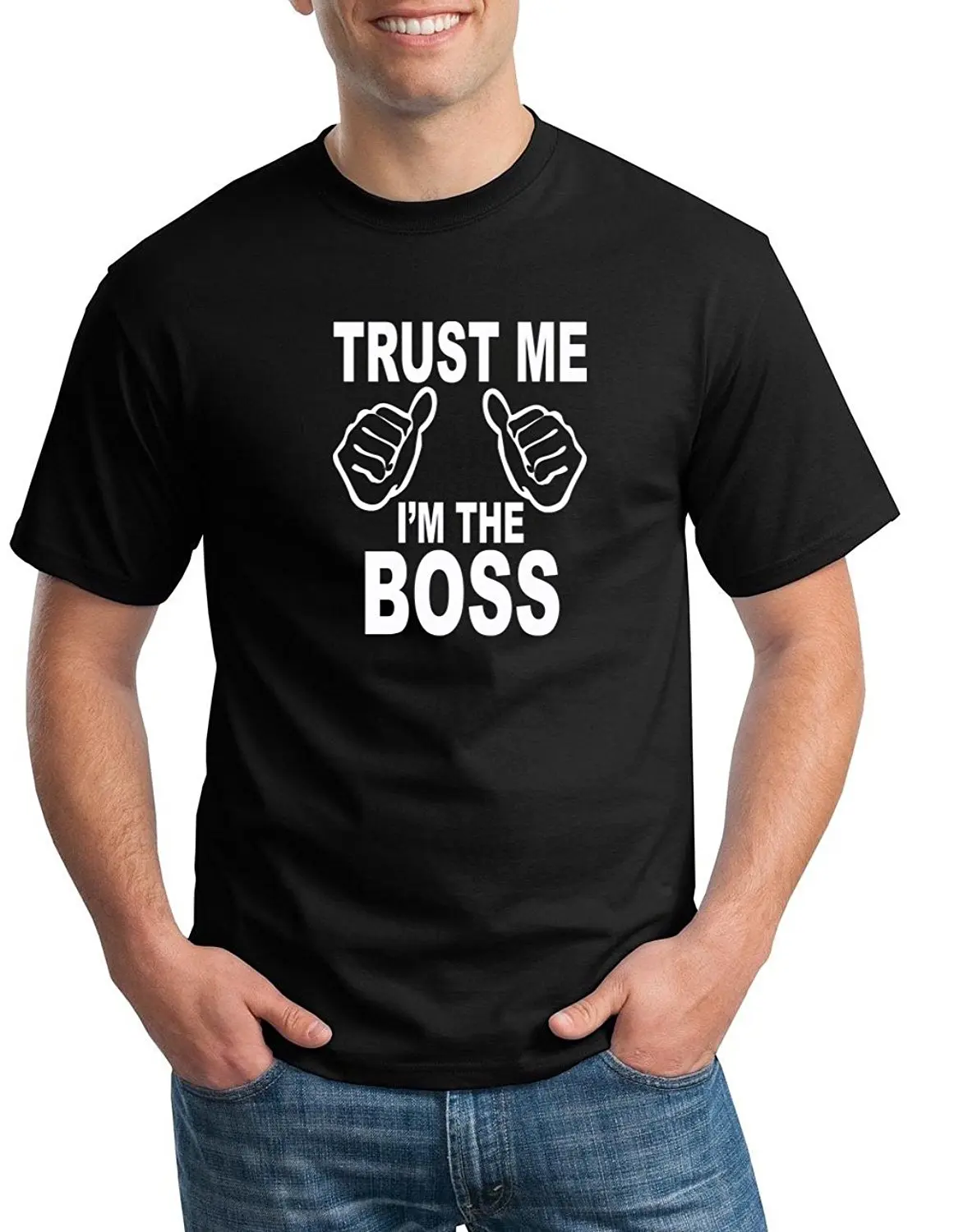 Cherrybargains Funny Men's T-shirt Trust Me, I'm The Boss 100% Cotton Black Brand Cotton Men Clothing Male Slim Fit Shirt - T-shirts - AliExpress