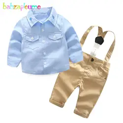 2 шт/3-24months/Демисезонный Мода джентльмен одежда для маленьких мальчиков Костюмы хлопок детская футболка + Брюки для девочек комплект одежды