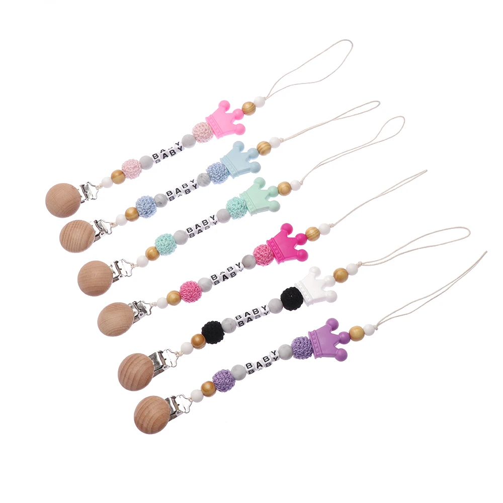 

DIY Silicone Personalised Name Baby Pacifier Clips, Funny Pacifier Chain with Mouse Holder for Baby, Baby Shower Gift BPA Free