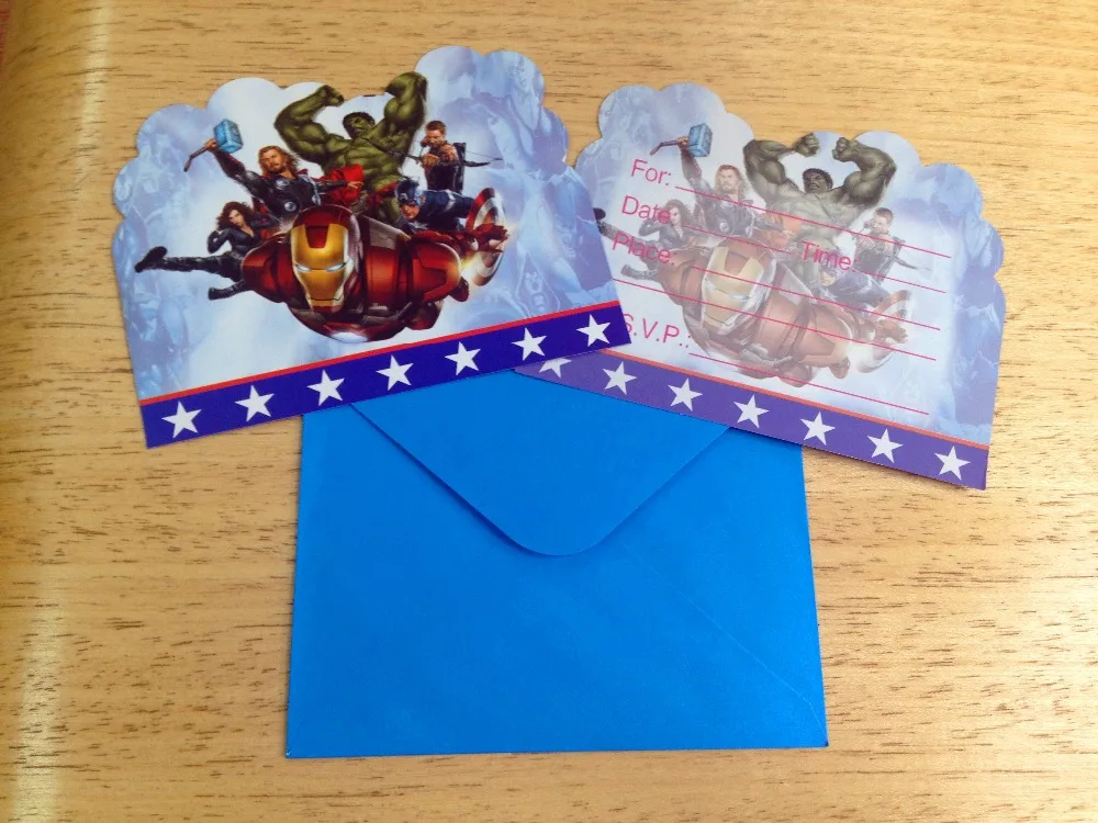  12pc/lot Avengers superhero Superman invitation card children's birthday party supplies decoratons  - 32964541589