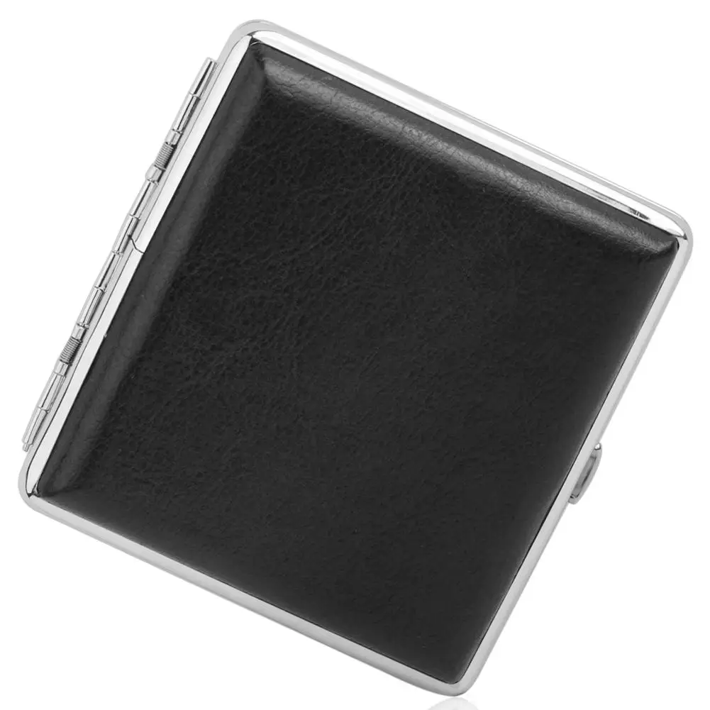 Metal Alloy PU Leather Black 20pcs Cigarettes Case Holder Cigars