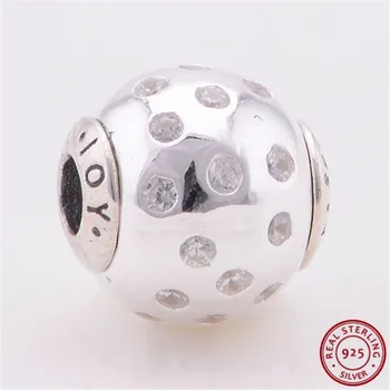 

925 Sterling Silver ESSENCE JOY Charm Beads with Sparkling Stones DIY Fit PANDORA Charms for Women Jewelry Making ST104