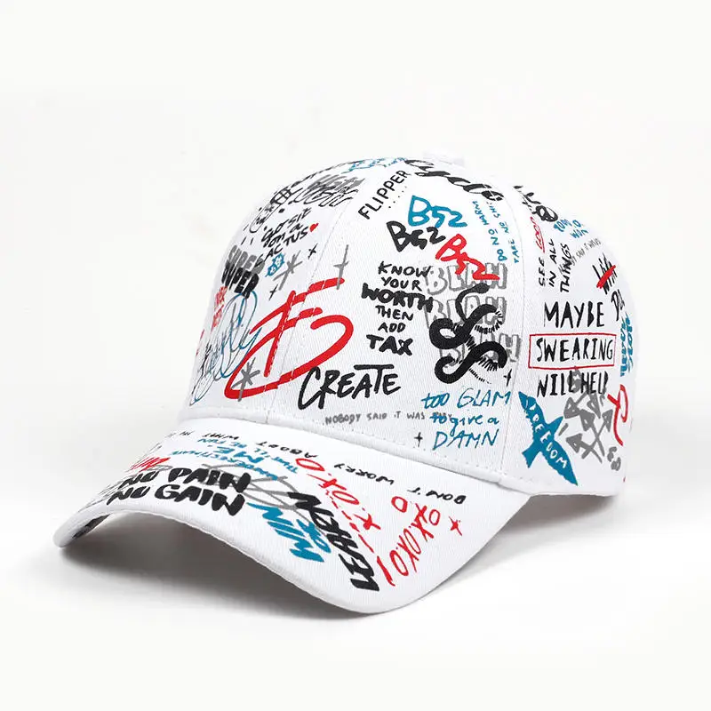 Брендовая летняя бейсбольная кепка с граффити, солнцезащитная Кепка в стиле хип-хоп, Весенняя Кепка с козырьком, регулируемая бейсболка для женщин, кепки для гольфа - Цвет: Белый