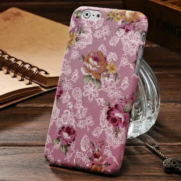 

Fabrics Colorful Hard Case For iPhone 6 6s Flower Cloth Mobile Phone Cover Case For iPhone6 Drop Ship