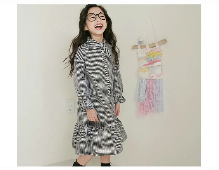little girls pink dress black long plaid shirts 2018 fall girl dresses kids mermaid school teenage children clothing autumn 2018 (13)
